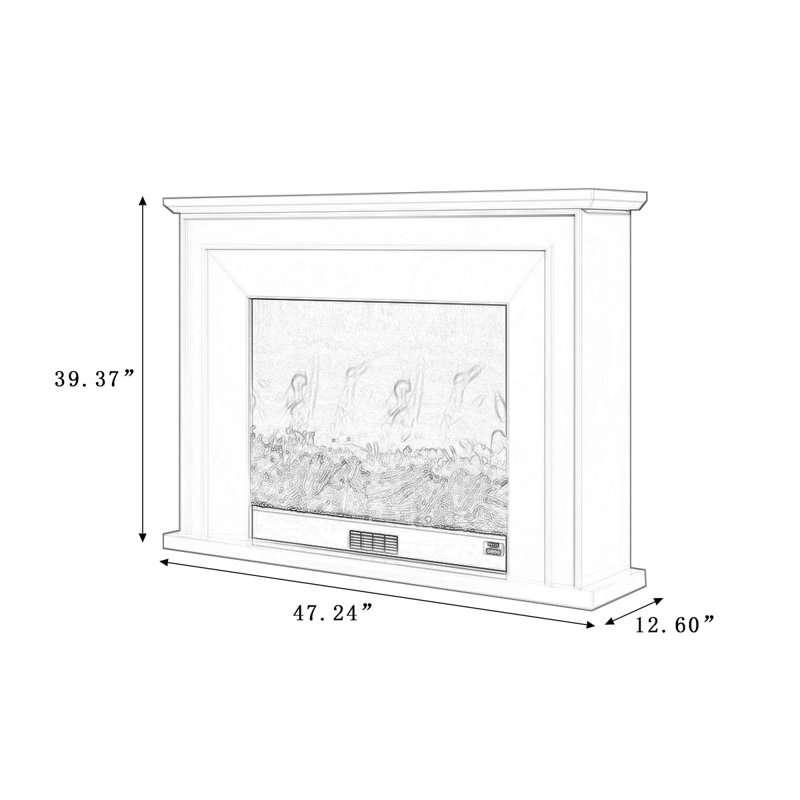 Beige Solid Wood Electric Fireplace, 39.37" H x 47.24" W x 12.6" D