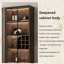 Vitrine en verre noyer de style vintage 62,99 ", ensemble double armoire double, avec éclairage DEL