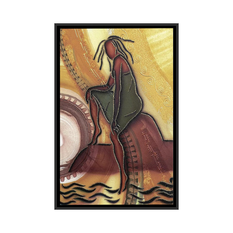 « By the Water » par Fred Odle-impression, Toile avec cadre noir, Pas de tapis, H 26 po x l 18 po x 1,5 po