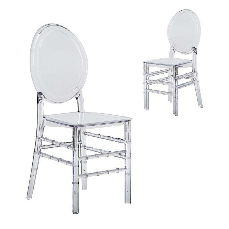 Ensemble de 2 chaises empilables en acrylique, Clair