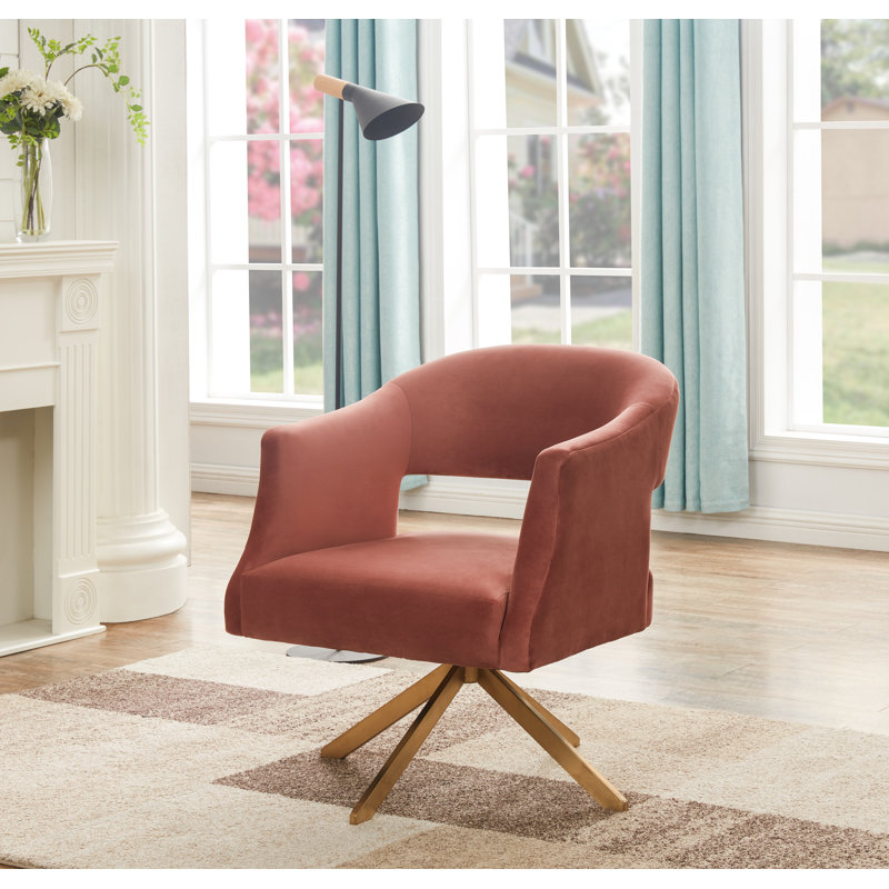 Fauteuil pivotant en polyester 18,9 cm de large Teterboro, Vieux rose