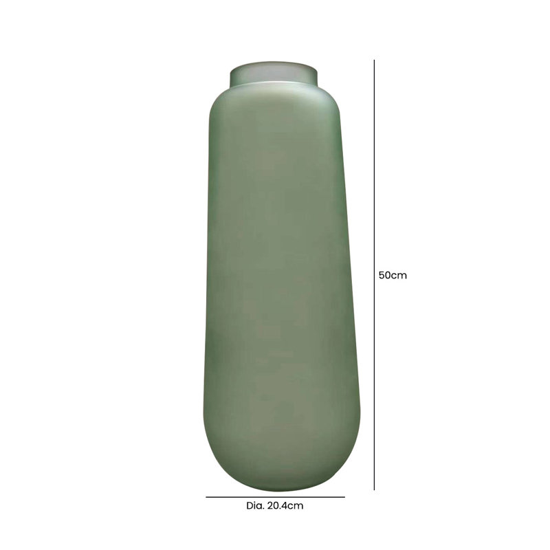 Coerd Glass Floor Vase, Green, 50cm H  x 20.4cm W  x 20.4cm D
