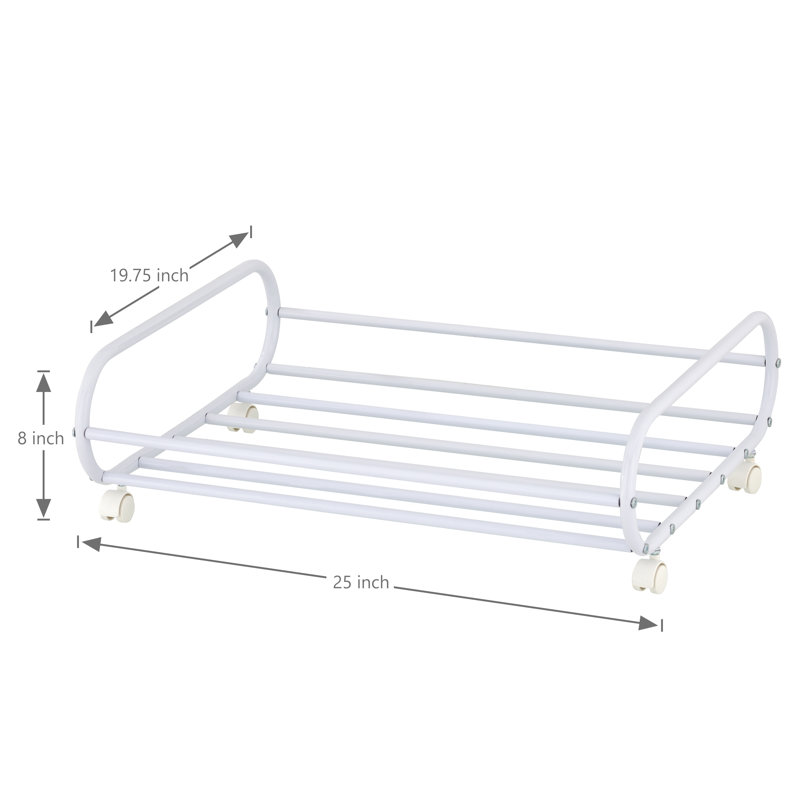 Metal Underbed Storage Rolling Cart, White