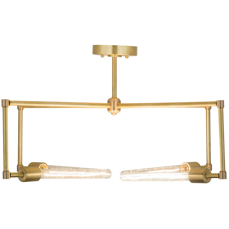 4 - Light Semi Flush Mount, Satin Brass