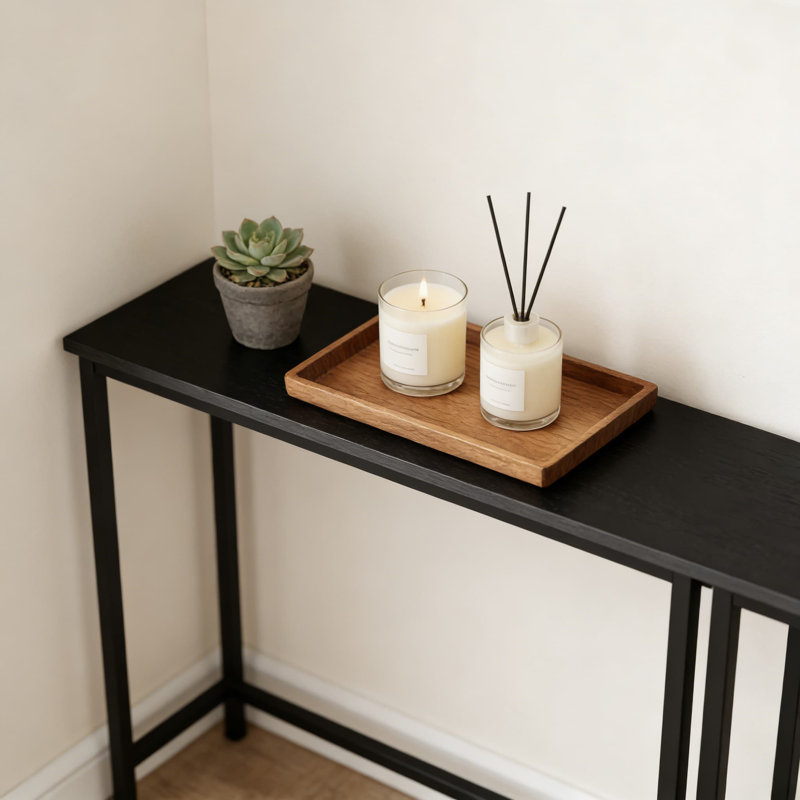 Console mince pour les espaces étroits, table d'entrée moderne avec structure en métal robuste, canapé de couloir polyvalent ou table d'appoint de chambre à coucher