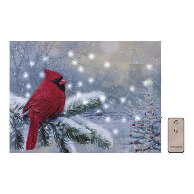 Battery-Operated Lighted Wall Art - Winter Cardinal