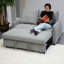 Lit escamotable avec revêtement en velours, 2 poches latérales et coussins, dossier réglable, gris pour le salon, espace de couchage convertible maison, matériel et centre de villégiature