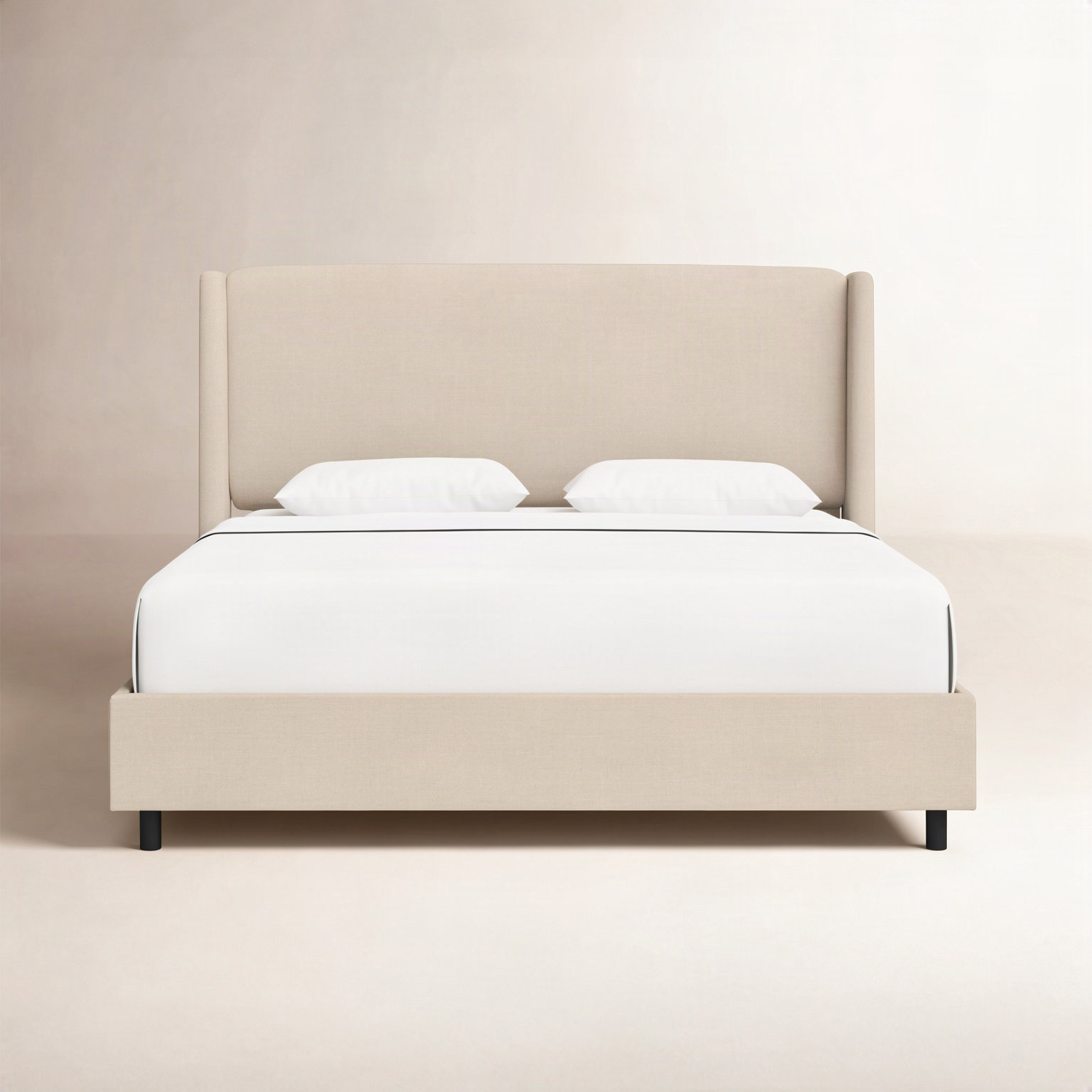 Tilly Upholstered Wingback Bed, Queen, Classic Linen Linen