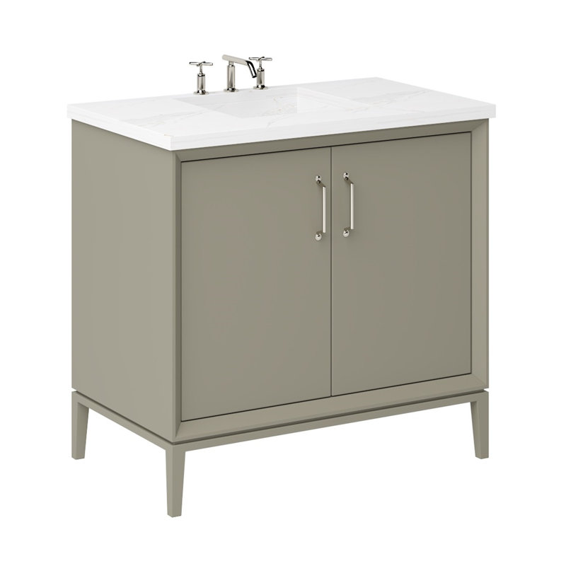 Alexandra Single Bath Vanity, 24", French Olive, Satin Nickel