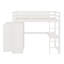 Lit mezzanine en bois avec garde-robe intégré, bureau, tablettes de rangement et tiroirs-1120354335
