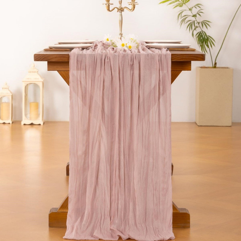 Hokku Designs Cheesecloth Table Runner Summer Sheer Boho Gauze 120 Inches Summer Table Decorations for Wedding Bridal Baby Shower Tea Party Decor | Wayfair