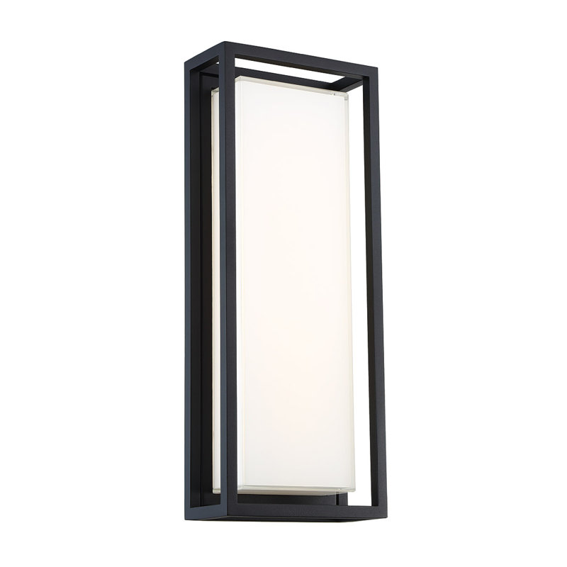14" Framed Outdoor Dimmable LED Flush Mount Light, Black, 8" H x 14" W x 4" D, Black