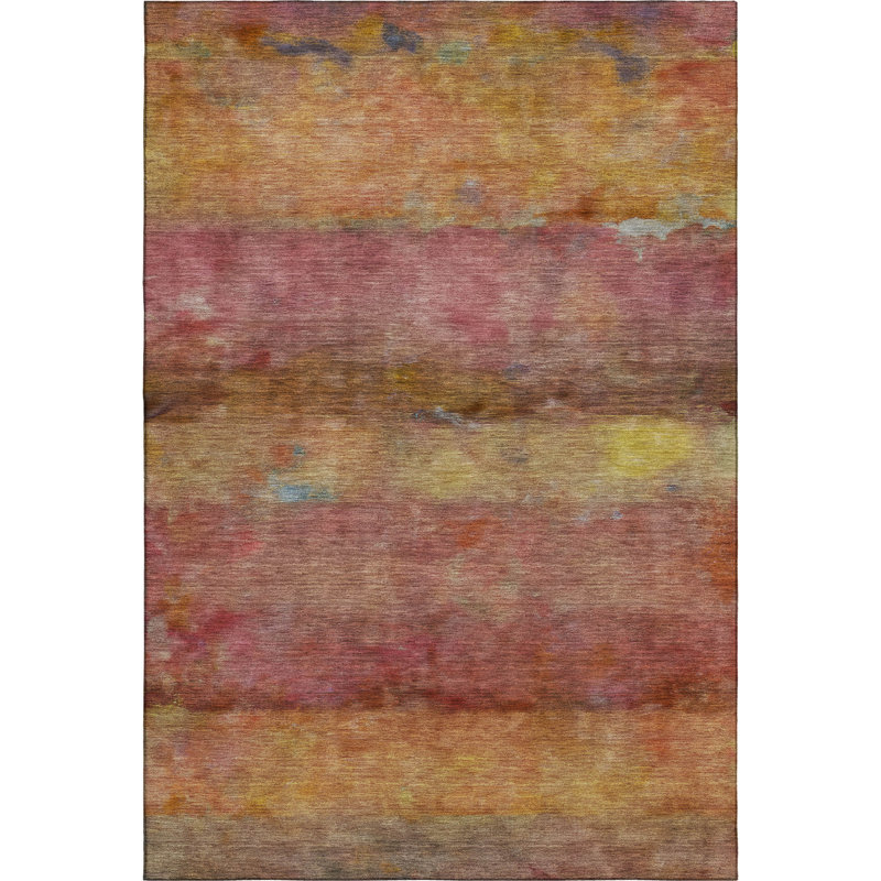 Premium Machine Washable Mayfield AMF2311 Stripes Rug, Orange, 9' x 12'