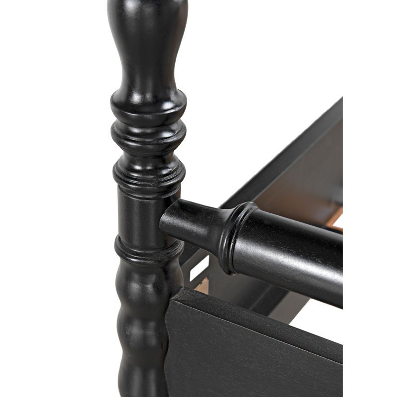 Bachelor Solid Wood Slat Bed, Hand Rubbed Black, Queen
