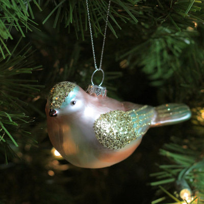 Ornement de Noël suspendu 4,75 "rose et turquoise vert