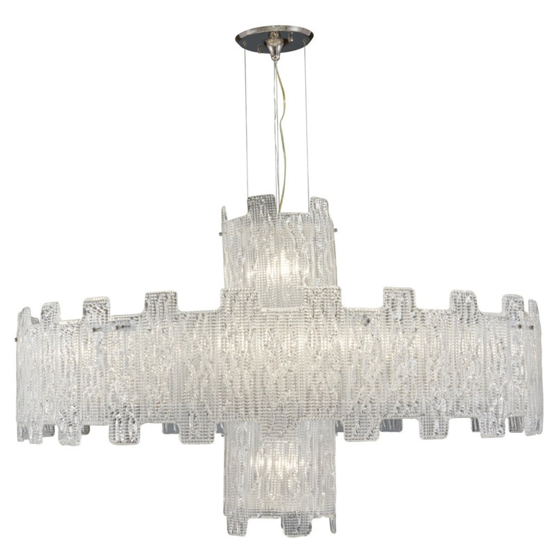 Venetian Light Kitchen Island Pendant Chandelier, Antique Copper, 18" H x 24" W x 24" D, Clear