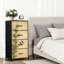 Commode 4 tiroirs pour chambre à coucher, commode étroite, plateau en bois et structure de bureau en fer 18 po x 37,5 po (lxH) - avec des tiges de bambou vertes et deux oiseaux perchés