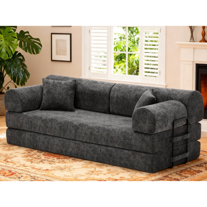 Canapé-lit convertible, canapé-lit pliant en tissu mélangé bicolore avec structure de forme fixe, canapé-lit de salon pour chambre à coucher de salon