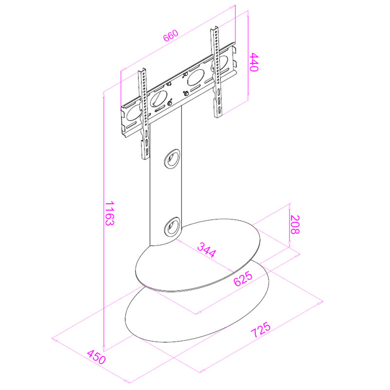 Voshell Symple Stuff Black Swivel Floor Stand Mount Greater than 50" Plasma/LCD/LED Screens with Shelving, Holds up to 40 kg.