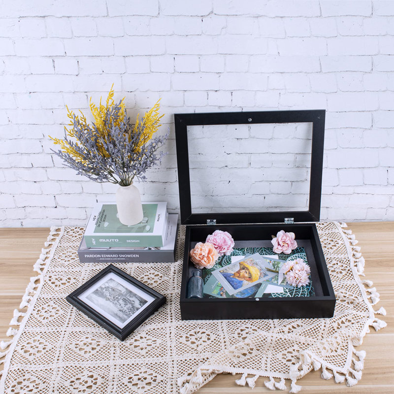 11X14 Shadow Box Frame Display Case, 2-Inch Depth, Great For Collages, Collections, Mementos, 6 Pins Included (Black, 1 Pack)