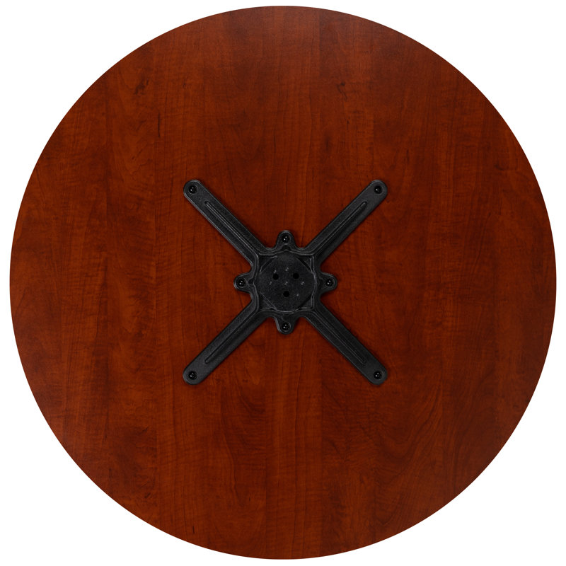 Cherry 36" Round Black Laminate Meeting Table with Cast Iron X-Base