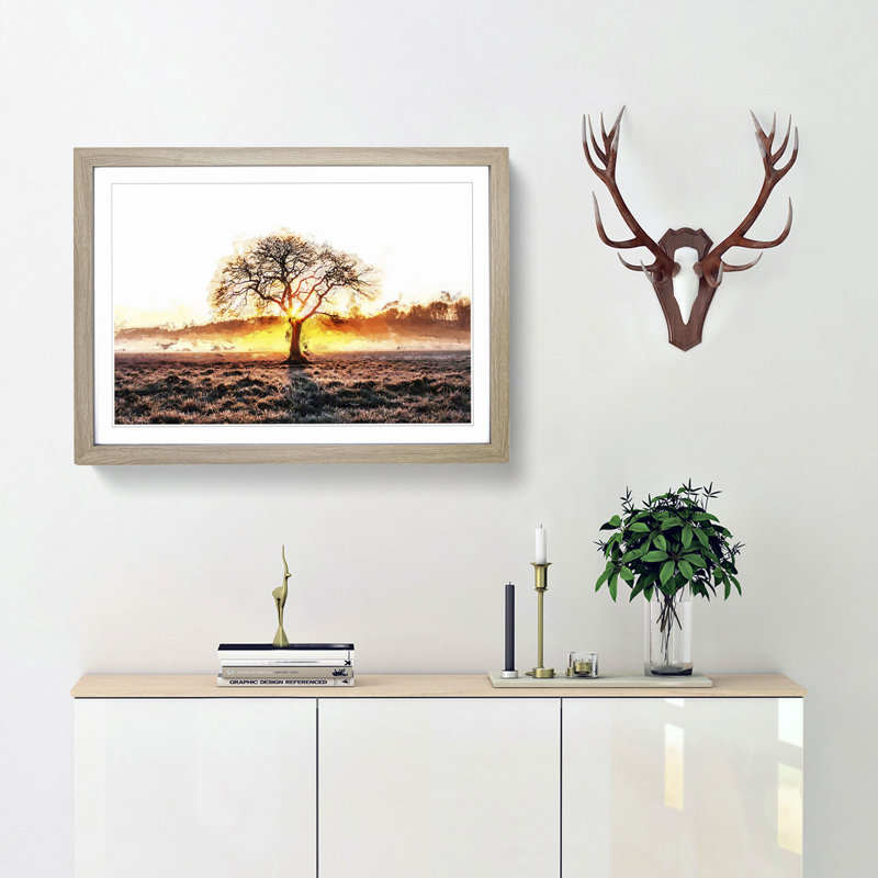 Sunlight Through the Oak Tree in Abstract - Framed Print, 48cm H x 65cm W x 2cm D, Oak Framed