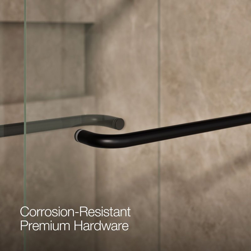 Levity 59.63" x 74" Bypass Shower Door with CleanCoat® Technology, Matte Black, Crystal Clear