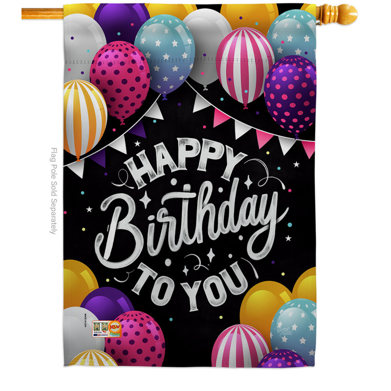 L’anniversaire de vous-même un polyester de 2 côtés de 28 x 40 po. drapeau maison