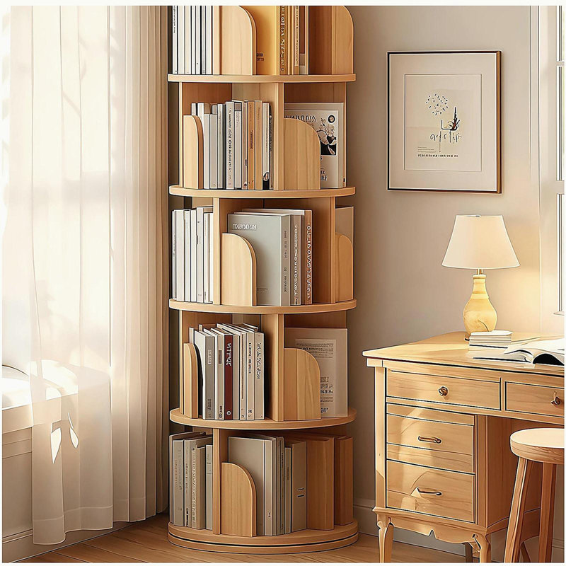 Bibliothèque rotative à 5 niveaux, 360 °, Bois