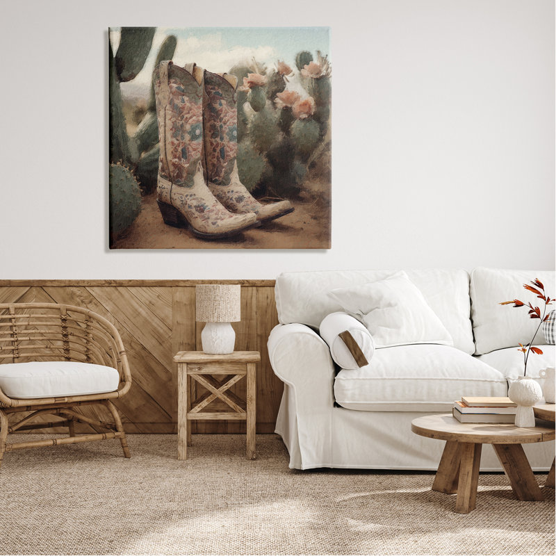Cowboys et cactus sur bois, impression, H 36 po x l 36 po x P 1,5 po