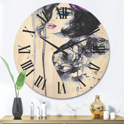 Peinture, horloge murale en bois