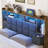 Queen Size Storage Bed with Footboard Drawers, Bookcase Headboard, LED Lights and Charging Station, No Box Spring Needed-1153366708-1155820911