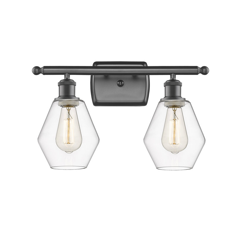 2 - Light Dimmable Vanity Light, Clear, Oil Rubbed Bronze