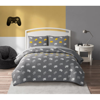 Game All Night 5pc Bed in a Bag for Kids, Reversible Comforter set with bed sheets