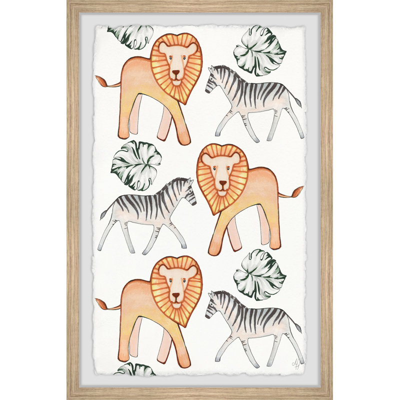 Hamza Zebra And Lion Palms - Print, 30cm H x 20cm W