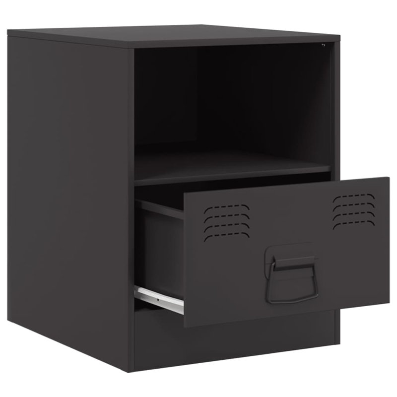 34.5cm W Steel Bedside Table, Black