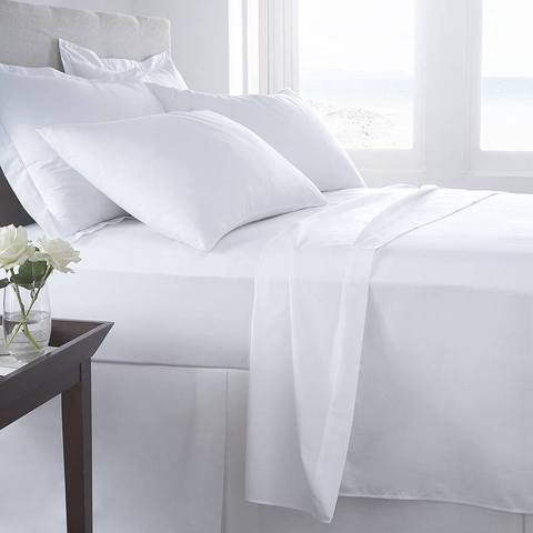 100% Cotton Flatweave Flat Sheet, Double (4'6), White