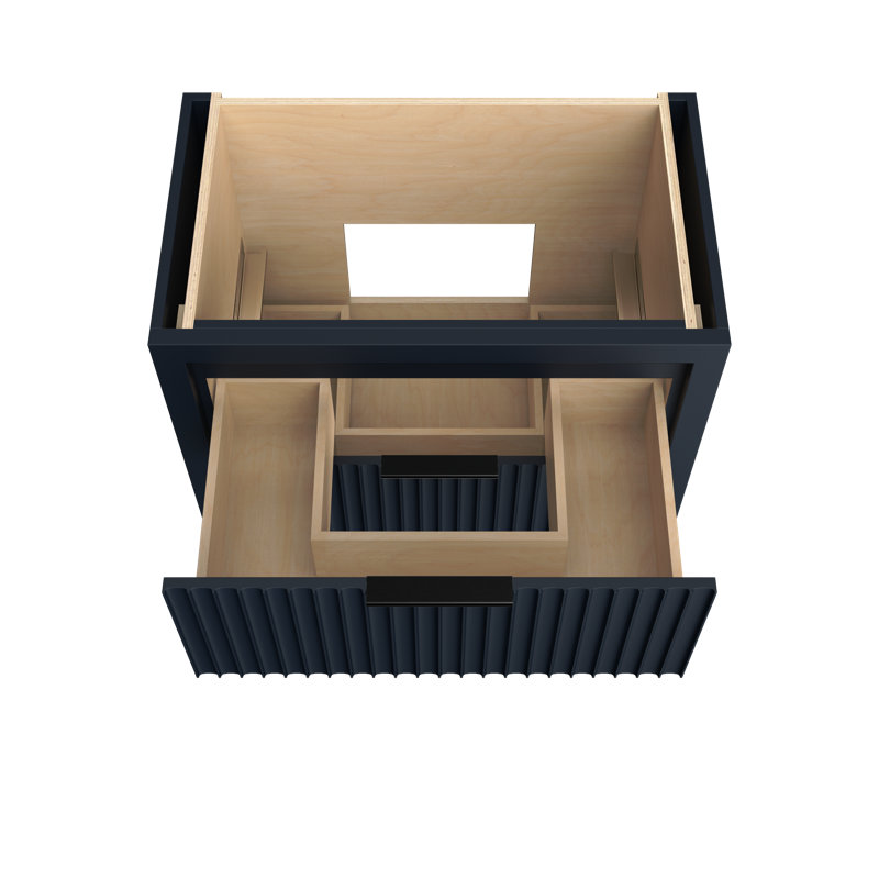 Lecrieú Two-Drawer Single Bath Vanity, Hague Blue, Matte Black, 36"