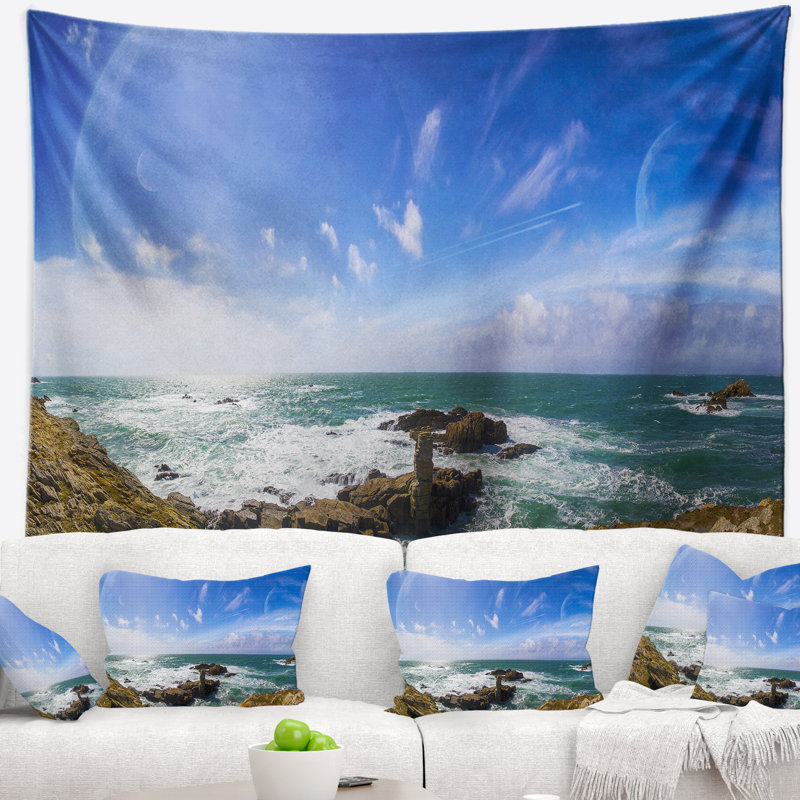 Système de planète lointaine en shore de polyester à partir de falaises tapisserie avec accessoires suspendus inclus