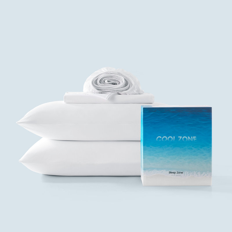 Sleep Zone Cooling Sheet Set, King Sheet Set with 2 Pillowcases, White