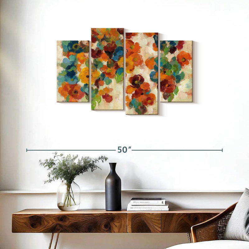 Avery Spice And Turquoise Florals, 22" H x 36" W