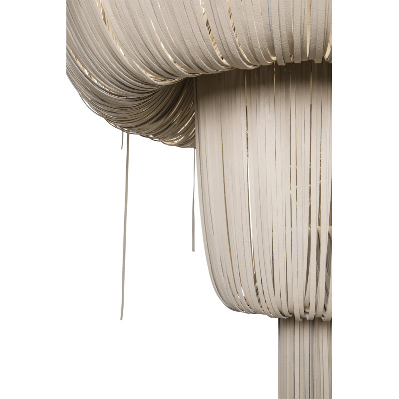Leather Fringe Chandelier, 98" H x 48" W x 48" D, 7