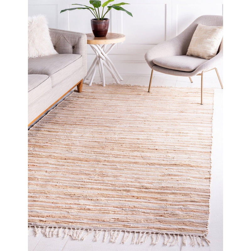 Tapis contemporain Gwin de couleur crème, Rectangle 8 pi x 10 pi