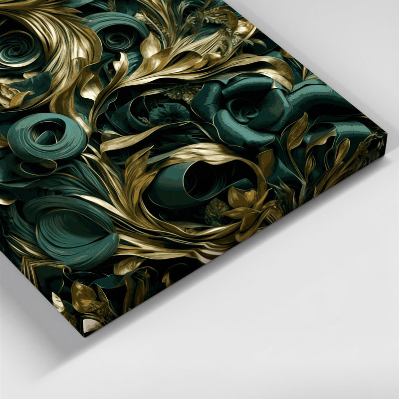 «Abstract Florals 98», art mural sur toile verte, H 12 po x l 12 po