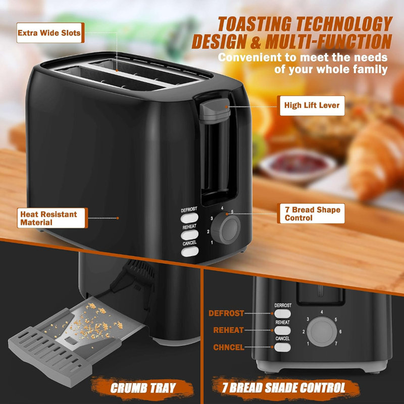 Removable Crumb Tray Bread Toaster