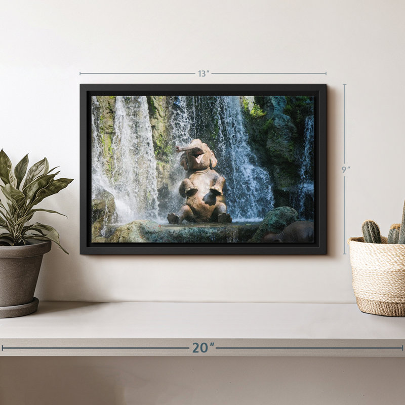 Elephant Bath Time Canvas Print, 9" H x 13" W