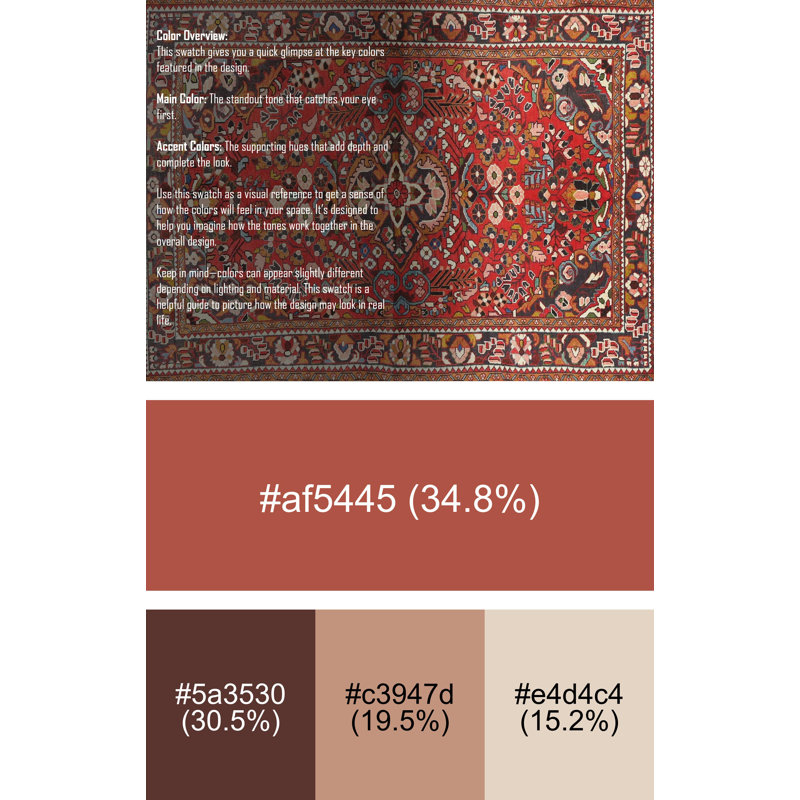 Tapis à motif oriental rouge / brun, Rectangle 6 pi x 9 pi