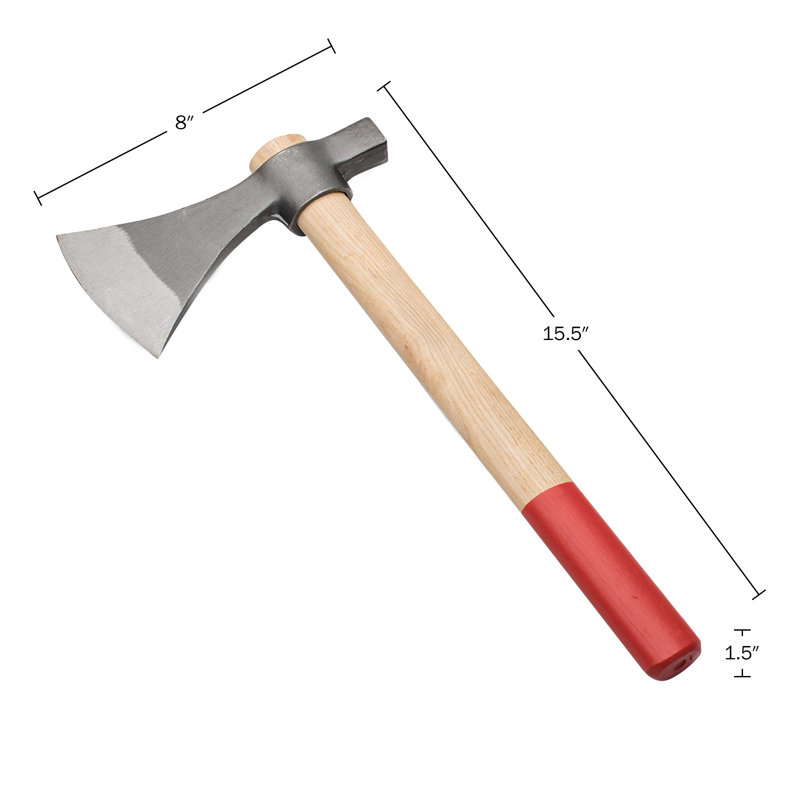 Hachette de camping - Hache Tomahawk de 15,5 po avec lame en acier au carbone forgé avec une lame incurvée de 4,5 po - Hache de camp à poignée en hickory des États-Unis pour fendre du bois et des piquets à marteler 
