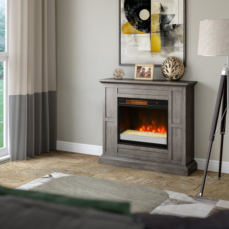 Foyer électrique duraflame, gris vieilli