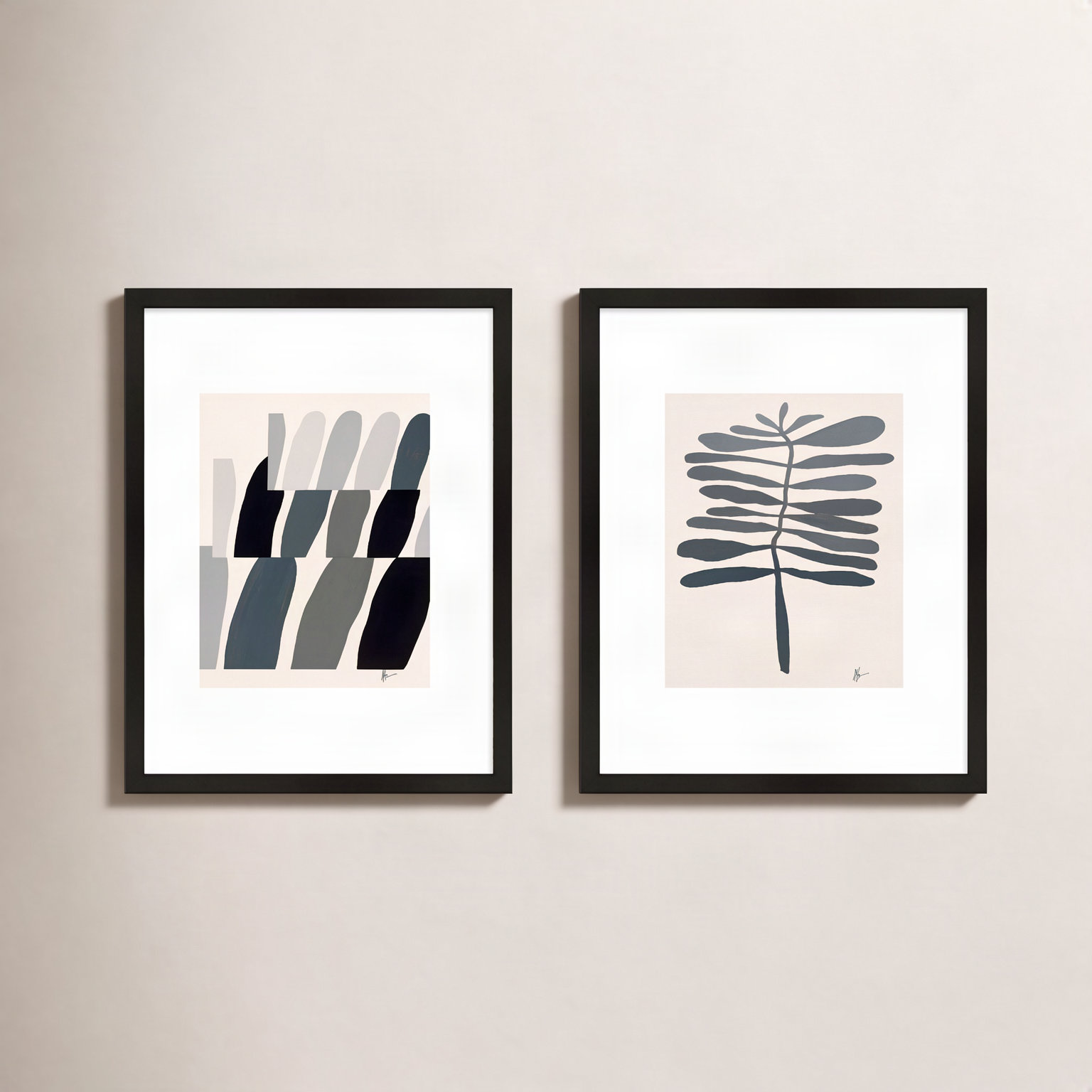 Flora 1&2 by Lee Lessem, Black Framed, 25" H x 40" W x 1.25" D